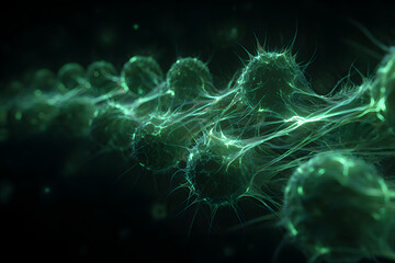 green glowing bio interface showing fusion of advanced technology and organic living forms