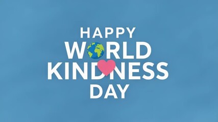Happy world kindness day with heart and globe illustration