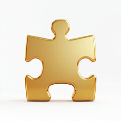 Obraz premium Golden Puzzle Piece Sitting on White Background with Reflection