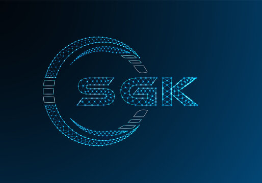 SGK low poly letter logo vector design. SGK lower poly logo design. Low poly logo.