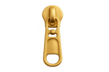 Golden metal zipper pull tab mechanism isolated
