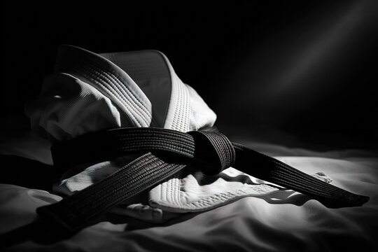 Symbol of Mastery Black Belt on White Gi