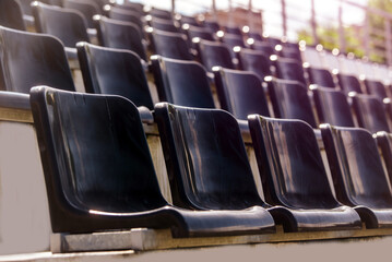 Fototapeta premium Plastic seat spectator stands for the stadium 
