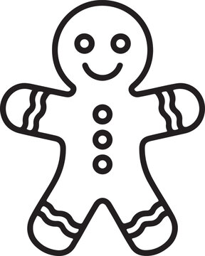 Gingerbread line icon, dessert and merry christmas, xmas cookie vector icon, traditional gingerman vector graphics, editable stroke outline sign