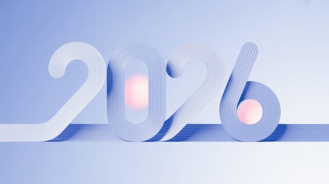 Stylized 2026 number design layered paper cut effect perfect for new year greetings and modern graphic design projects
