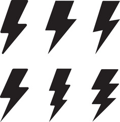 Lightning thunderbolt icon vector.Flash symbol illustration.Lighting Flash Icons Set. Flat Style on Dark Background.Black silhouette and lightning bolt icon. Set of yellow icons storm