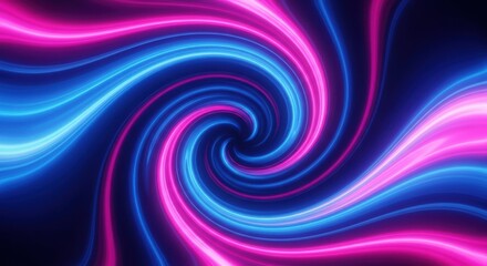 Abstract Spiral of Glowing Blue and Pink Neon Light Streaks