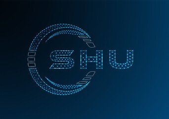 SHU low poly letter logo vector design. SHU lower poly logo design. Low poly logo.