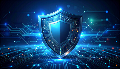 Digital shield with circuit board design for cybersecurity.