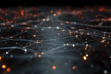 transparent digital interface with glowing network nodes and detailed high tech futuristic realism