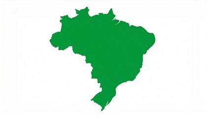 Fototapeta premium Vibrant Green Silhouette Map of Brazil Against White Backdrop