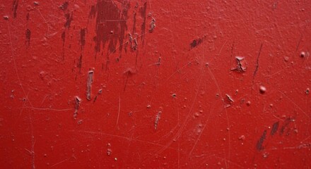 Distressed red painted surface background with scratches and peeling paint