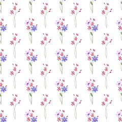 Seamless pattern, floral minimalist background with watercolor flowers. Repeat fabric wallpaper print texture. Perfectly for backdrop, wrapped paper.