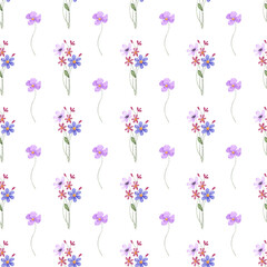 Seamless pattern, floral minimalist background with watercolor flowers. Repeat fabric wallpaper print texture. Perfectly for backdrop, wrapped paper.