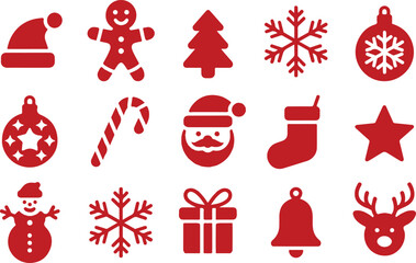 Various kinds of Christmas icons isolated on white background. Vector