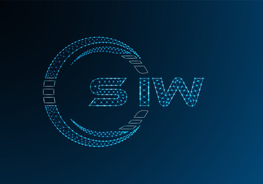 SIW low poly letter logo vector design. SIW lower poly logo design. Low poly logo.