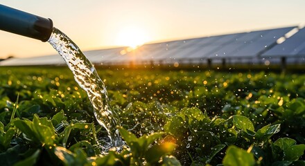 Solar Panel Water Agriculture Field Green Future Technology Farming Sustainable Irrigation