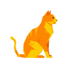 Geometric origami sitting cat vector illustration