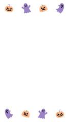 16:9 ハロウィンのシーツおばけとジャックオランタンフレーム⭐︎PNG