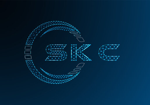 SKC low poly letter logo vector design. SKC lower poly logo design. Low poly logo.