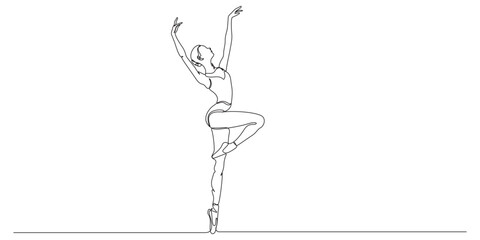 one line art Dancing Girl vector illustration,1