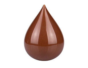 Melted chocolate drop isolated on white background. Single, rich, dark brown liquid cocoa drip.