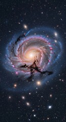 Cosmic Dance - A Spiral Galaxys Stellar Embrace.