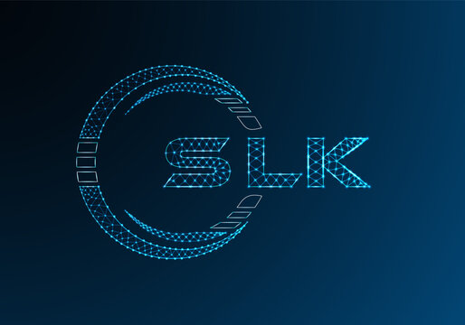 SLK low poly letter logo vector design. SLK lower poly logo design. Low poly logo.