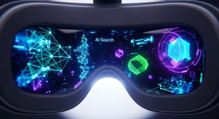 Vr headset technology augmented reality ai search digital interface metaverse concept