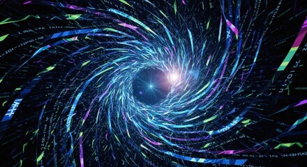 Abstract data vortex background, digital stream tunnel, technology concept design art