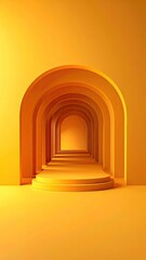 Fototapeta premium Arched corridor, orange tones. Stage in the distance