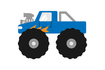 Blue monster truck cartoon icon