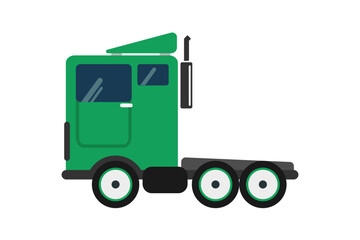 Fototapeta premium Green semi truck flat vector icon