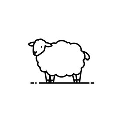 Simple and Clean Line Art Icon of a Sheep, a Vector Illustration Representing Nature and Farming, Ideal for Various Design Projects