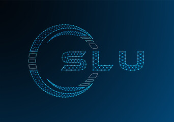 SLU low poly letter logo vector design. SLU lower poly logo design. Low poly logo.