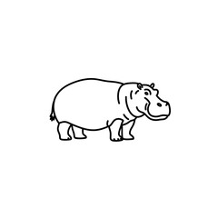 Obraz premium Detailed vector outline icon of a hippopotamus, representing wildlife and the powerful nature of African river animals. A clean graphic symbol for various design projects
