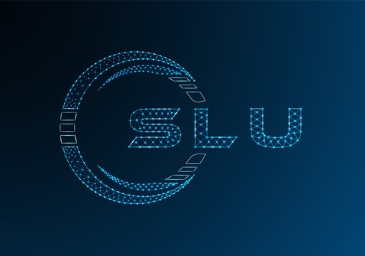 SLU low poly letter logo vector design. SLU lower poly logo design. Low poly logo.