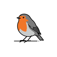Fototapeta premium Charming European Robin vector nature icon design, perfect for wildlife enthusiasts and various nature-themed projects, featuring a delightful bird illustration, ideal for digital use