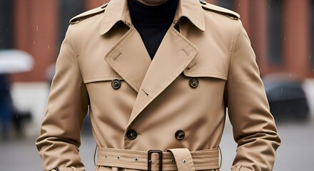 Close up of a classic trench coat