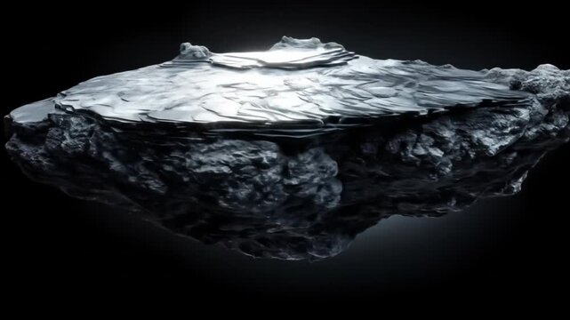 Raw Graphite Mineral Specimen on Black Background.