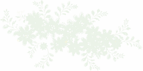 Delicate pale green floral and leaf pattern overlay with subtle yellow accents on a white background