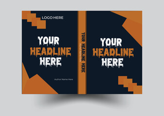 Dark orange and blue grunge book cover design template for your headline