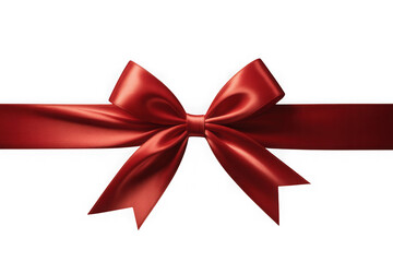 Fototapeta premium Red satin ribbon bow on black background