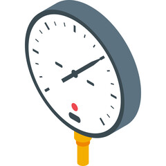 Isometric Gauge With White Face And Black Needle On Transparent Background Representing Measurement...