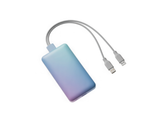 Supply power charger battery powerbank 3D icon isolated on transparent background. rechargeable product usb-c type. illustration elements