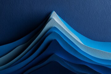 Paper-cut layers forming a mountain peak, symbolizing achievement, success, and personal growth.
