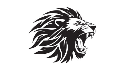 Lion Head Silhouette Vector – Roaring King of Jungle Minimal Design