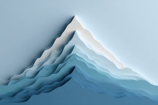 Paper-cut layers forming a mountain peak, symbolizing achievement, success, and personal growth.