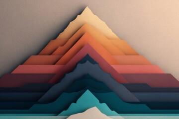 Paper-cut layers forming a mountain peak, symbolizing achievement, success, and personal growth.