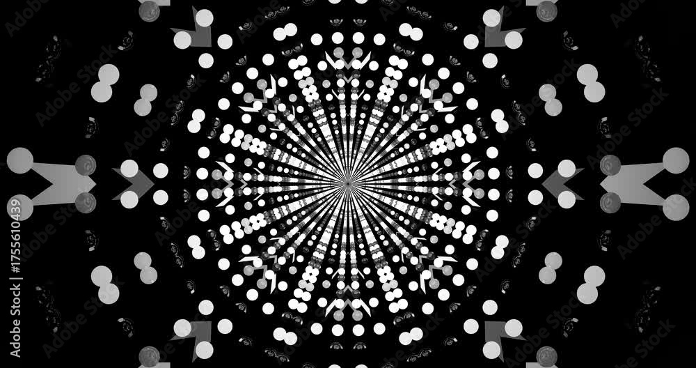Wall mural a seamless loop of black and white patterns captivates viewers with dynamic shapes and rhythmic move